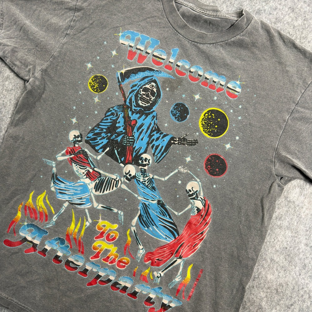 Boss dog welcome to the Afterparty graphic T-shirt Mens Medium Gray Skulls